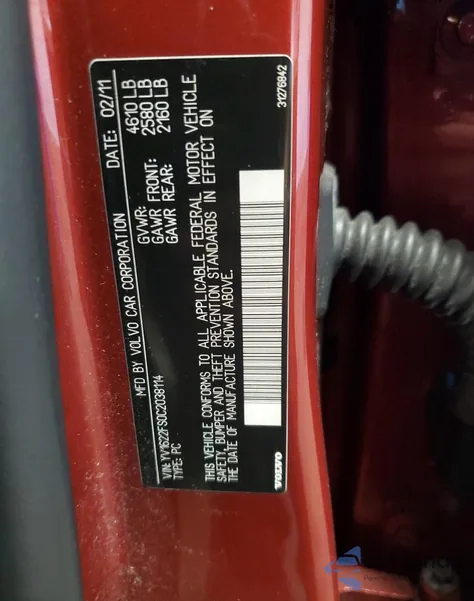 2012 Volvo S60 T5 z USA, uszkodzony, nr VIN YV1622FS0C2038114